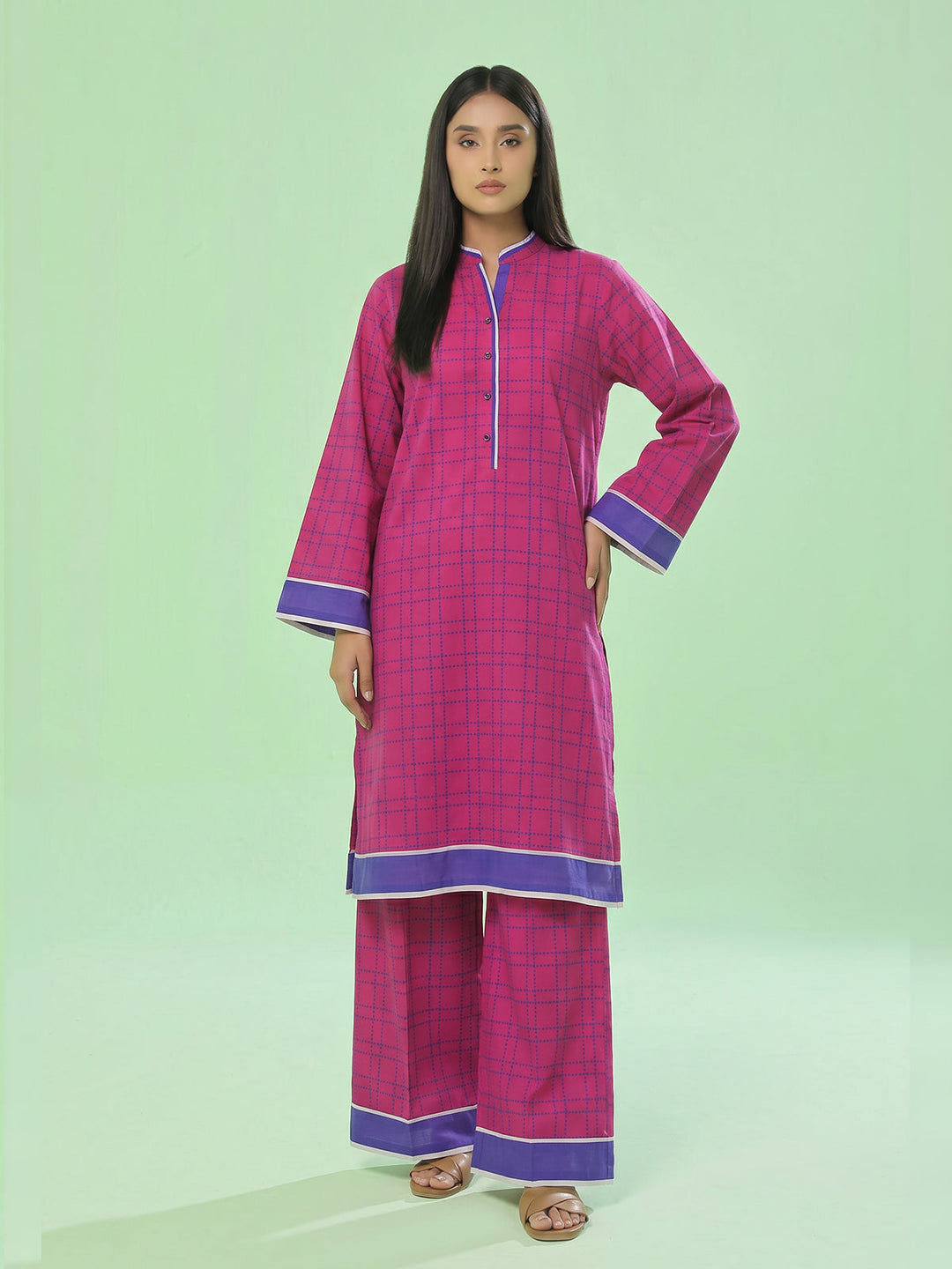 Oaks Printed Lawn Unstitched Pink 1 Piece