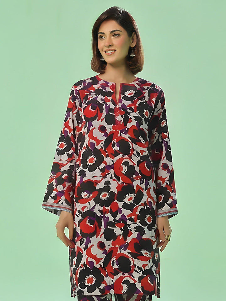 Oaks Printed Lawn Unstitched Black 1 Piece