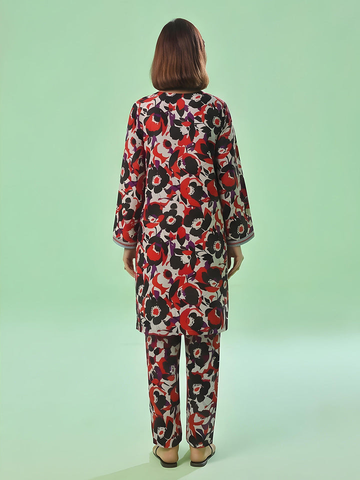 Oaks Printed Lawn Unstitched Black 1 Piece