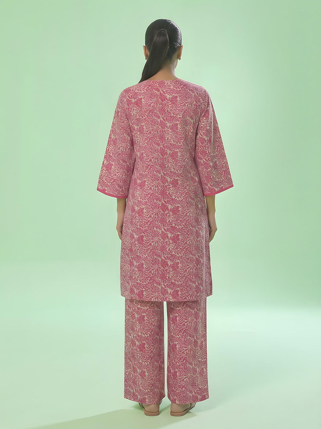 Oaks Printed Lawn Unstitched Pink 1 Piece