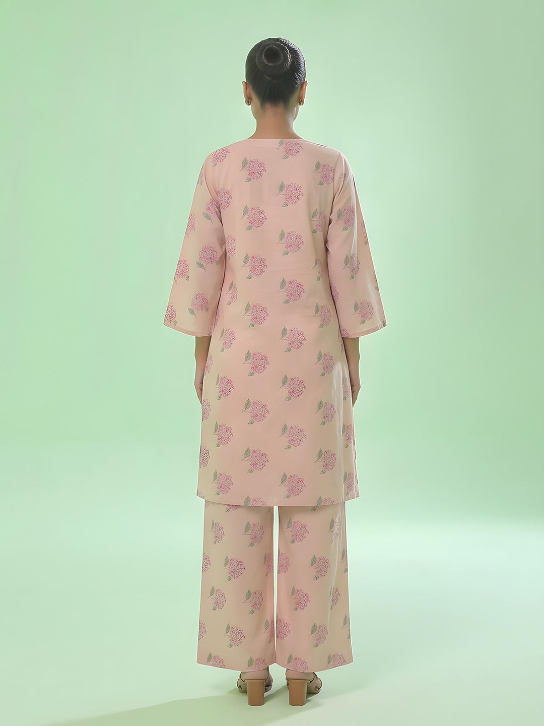 Oaks Printed Lawn Unstitched Peach 1 Piece
