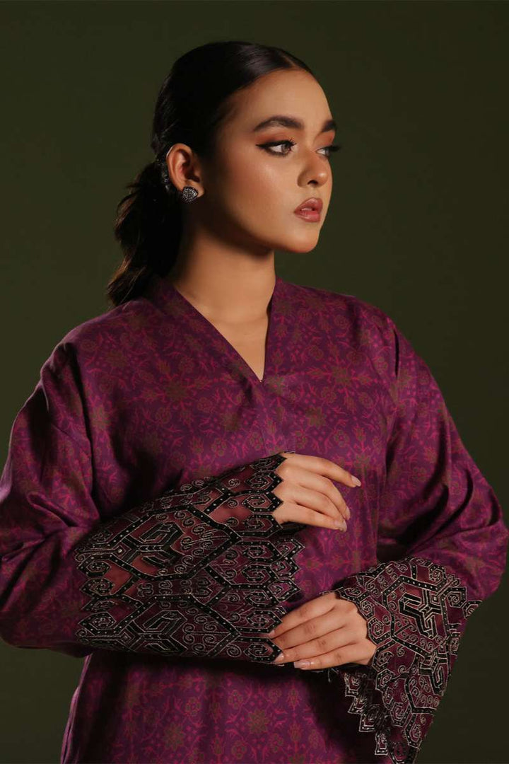 Oaks - Printed Pret Shirt Trouser Cambric Magenta  - 2 Piece