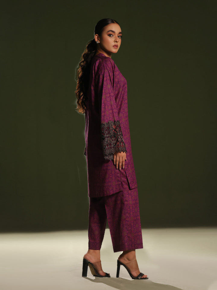 Oaks - Embroidered Unstitched Cambric Magenta  - 2 Piece