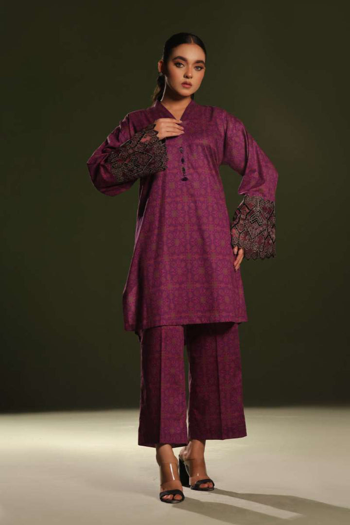 Oaks - Embroidered Unstitched Cambric Magenta  - 2 Piece