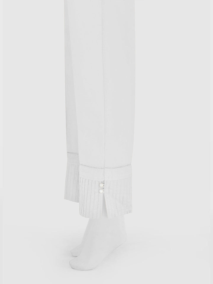 Oaks - Women White Lawn Trouser  - 1 Piece