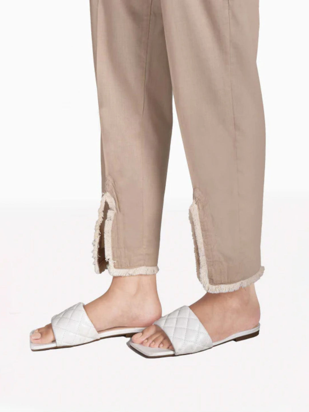 Oaks - Women Beige Lawn Trouser  - 1 Piece