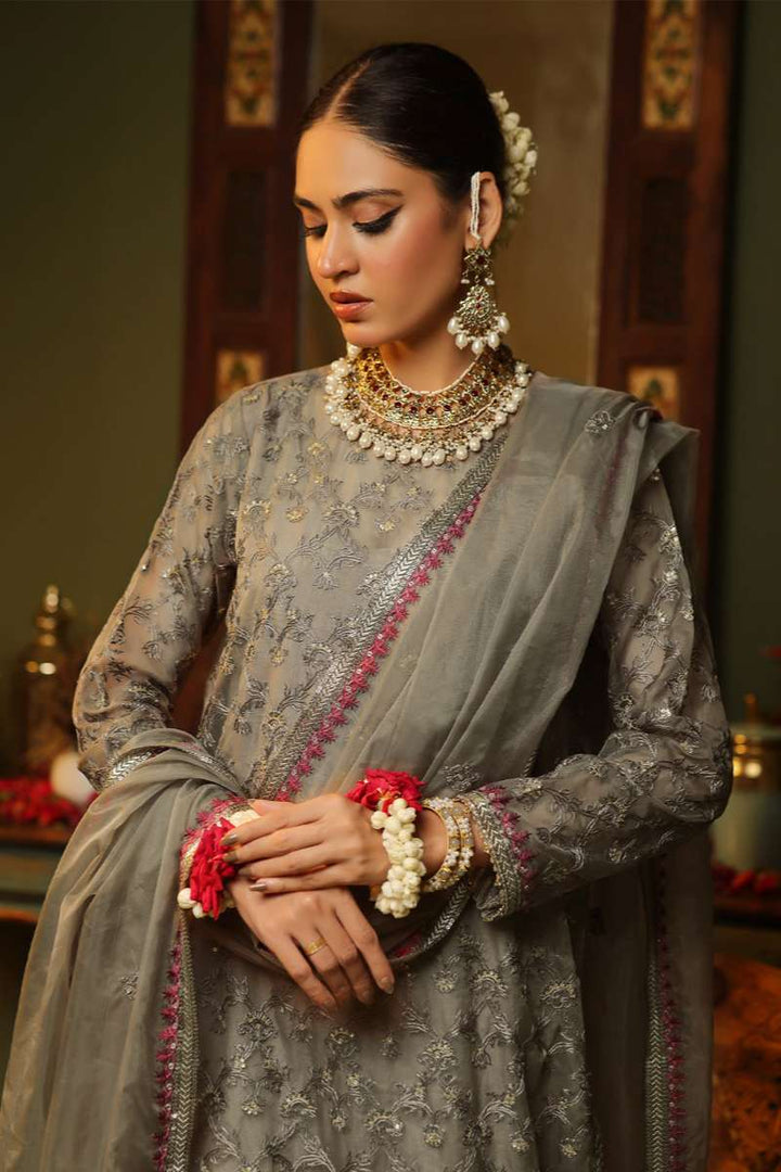 Oaks - Embroidered Pret Suit Organza Brown  - 3 Piece