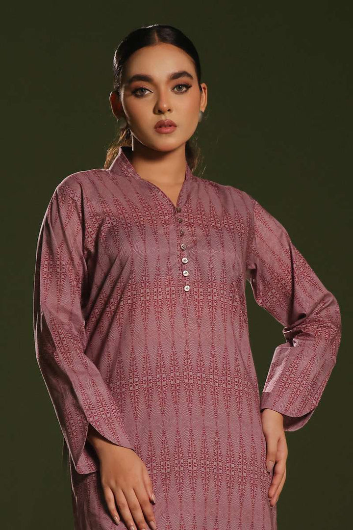 Oaks - Printed Pret Shirt Trouser Cambric Maroon  - 2 Piece