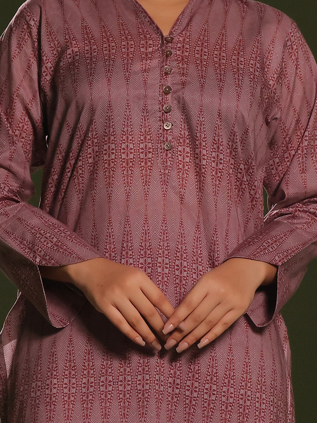 Oaks - Printed Unstitched Cambric Red  - 2 Piece