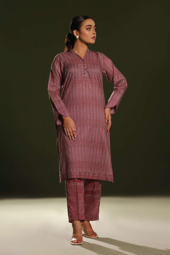 Oaks - Printed Unstitched Cambric Red  - 2 Piece