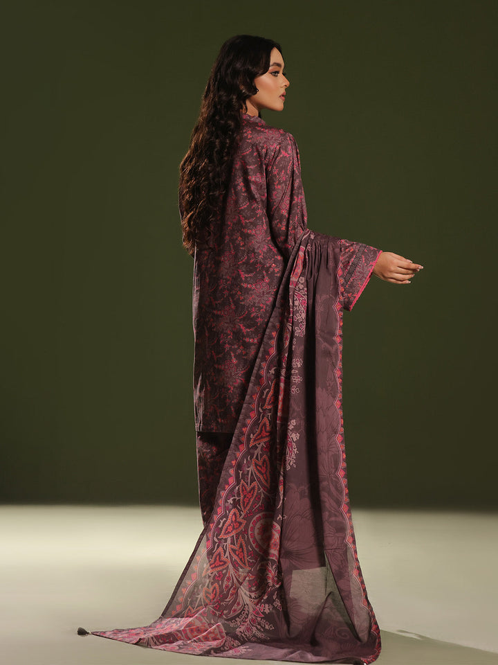 Oaks - Printed Pret Suit Cambric Brown  - 3 Piece