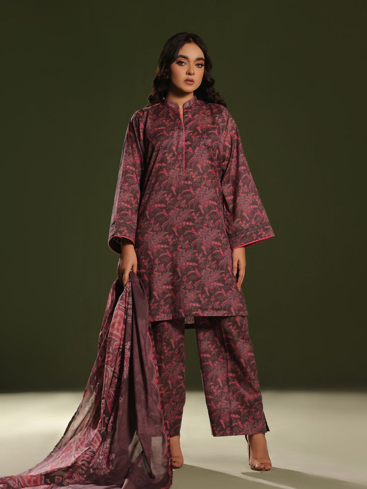 Oaks - Printed Pret Suit Cambric Brown  - 3 Piece