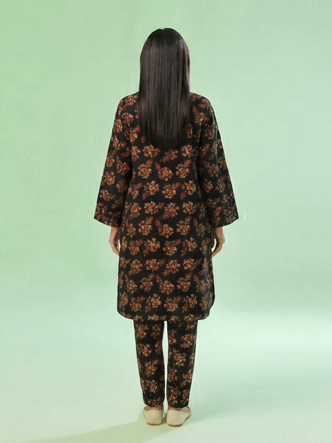 Oaks Printed Lawn Unstitched Black 2 Piece