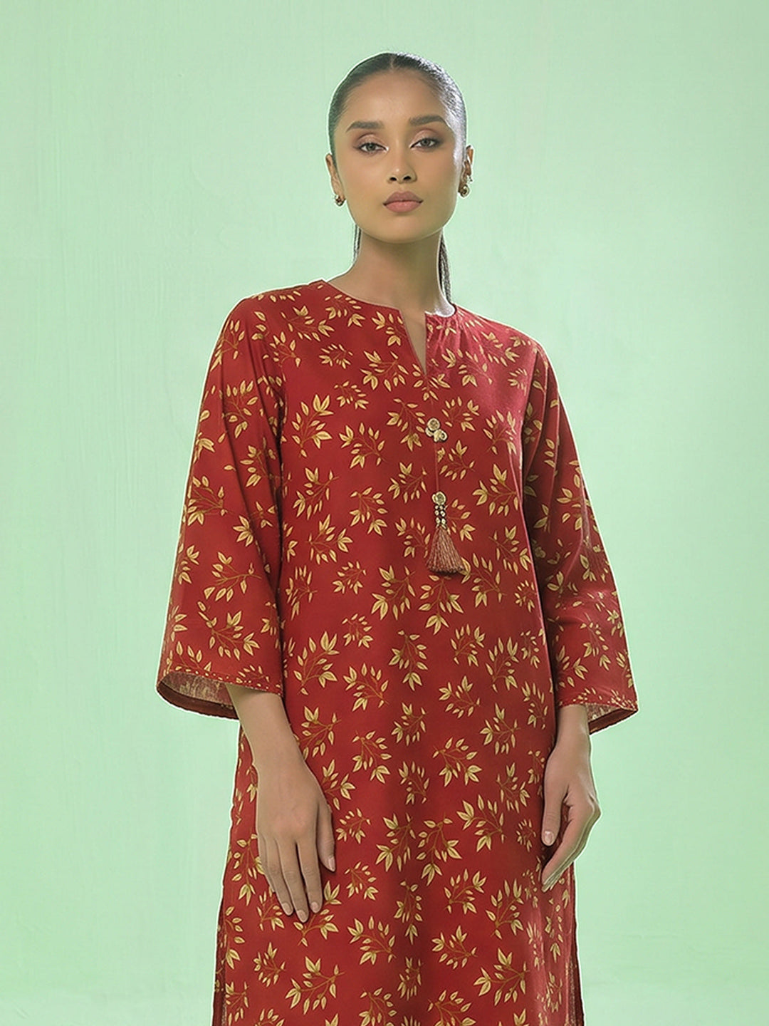 Oaks Printed Lawn Unstitched Red 2 Piece
