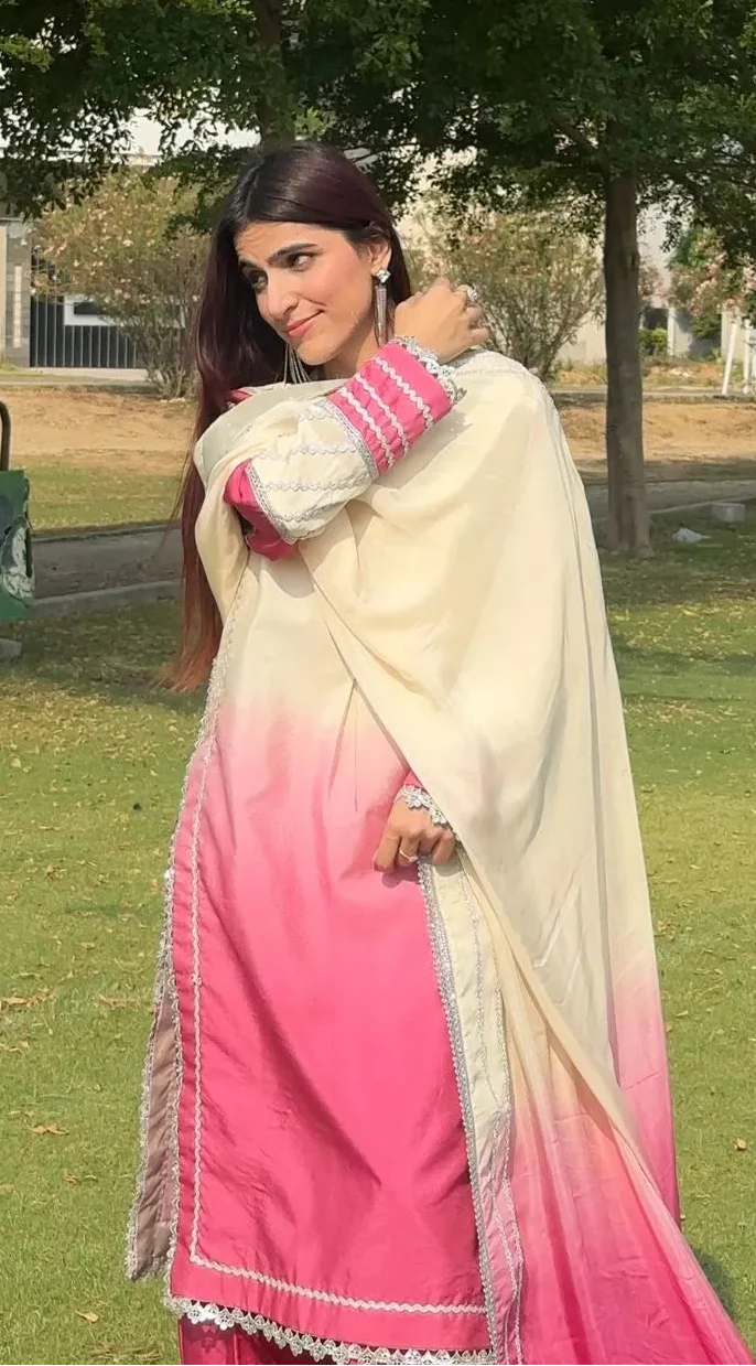 Yashfa Studio - Akks Tasel Silk Suit For Women - Rose Pink - 3 Piece