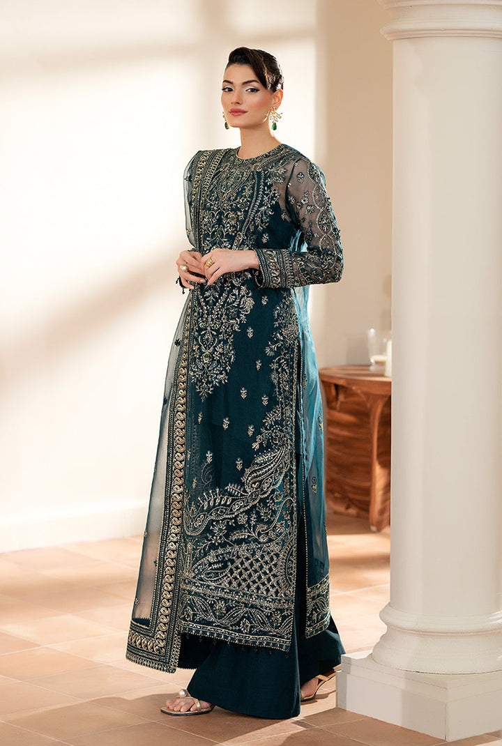 Yashfa Studio - Bakhtawar Organza Suit For Women - Teal - 3 Piece