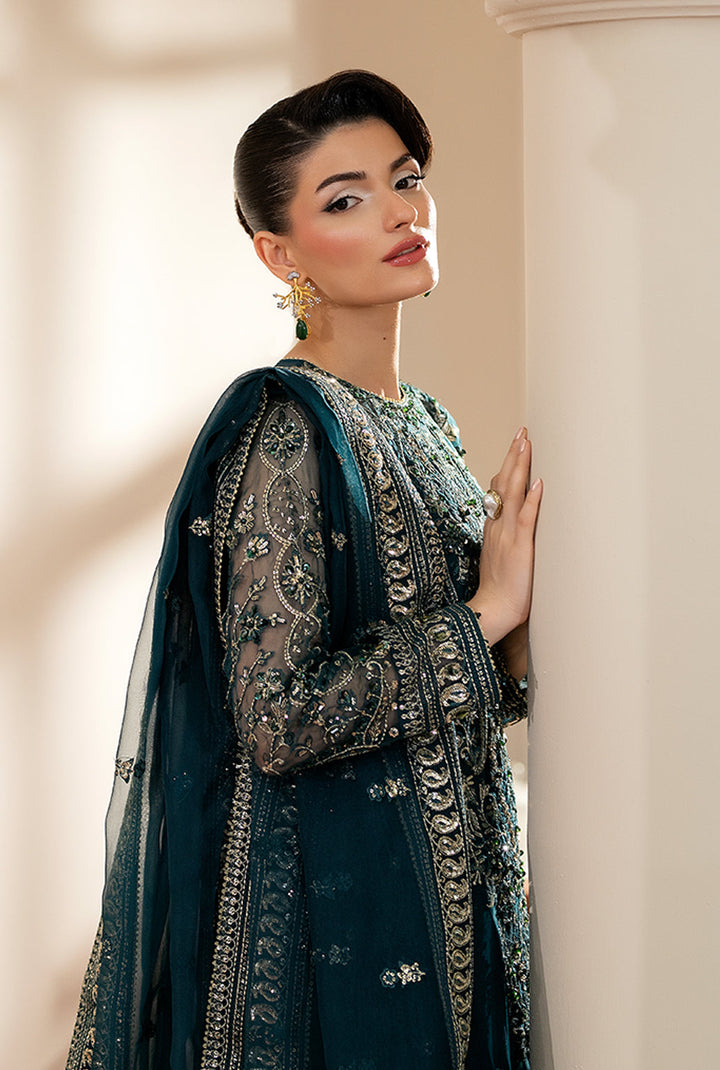 Yashfa Studio - Bakhtawar Organza Suit For Women - Teal - 3 Piece