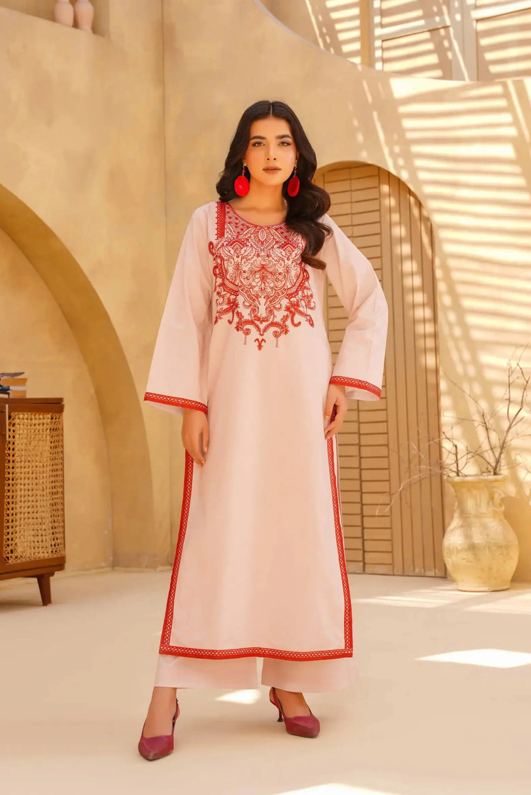 Yashfa Studio - Blush Rose Brazilian Lawn Suit For Women - Pastel Cream - 2 Piece