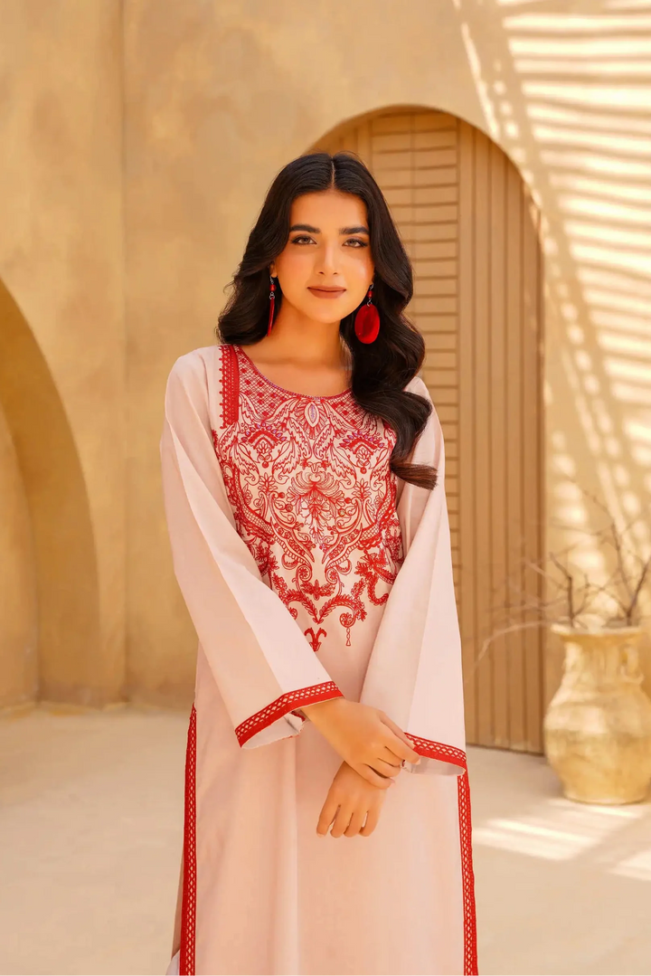 Yashfa Studio - Blush Rose Brazilian Lawn Suit For Women - Pastel Cream - 2 Piece