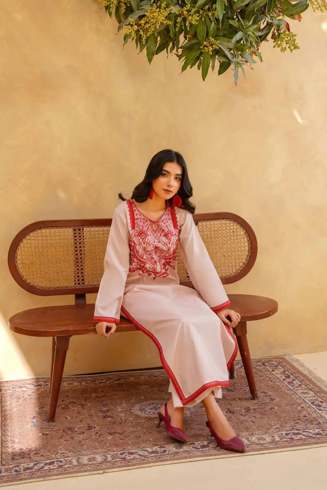 Yashfa Studio - Blush Rose Brazilian Lawn Suit For Women - Pastel Cream - 2 Piece