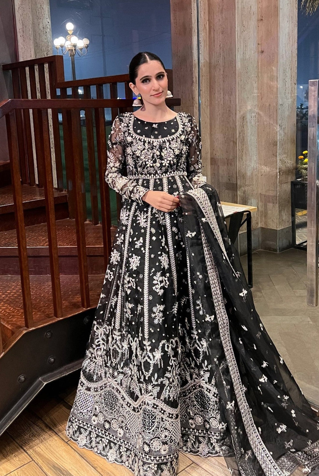 Yashfa Studio - Ghazal Organza Maxi For Women - Black - 2 Piece