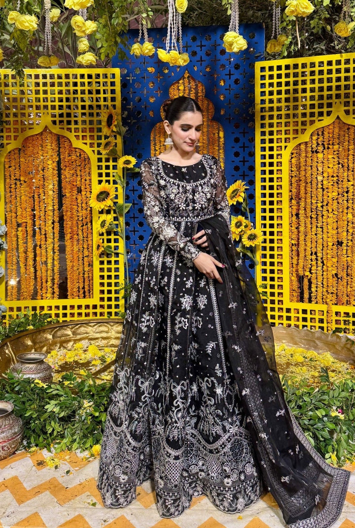 Yashfa Studio - Ghazal Organza Maxi For Women - Black - 2 Piece