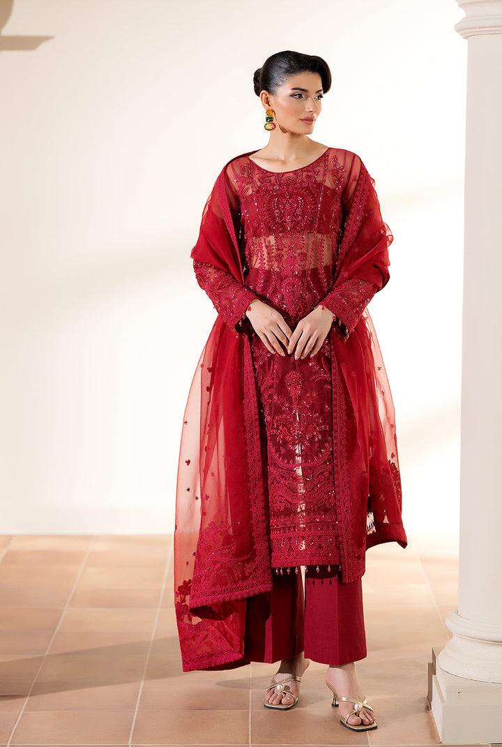 Yashfa Studio - Gul Bano Organza Suit For Women - Dark Pink - 3 Piece