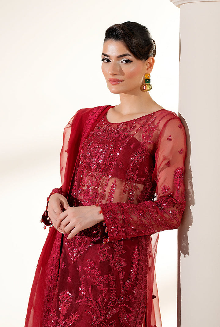 Yashfa Studio - Gul Bano Organza Suit For Women - Dark Pink - 3 Piece