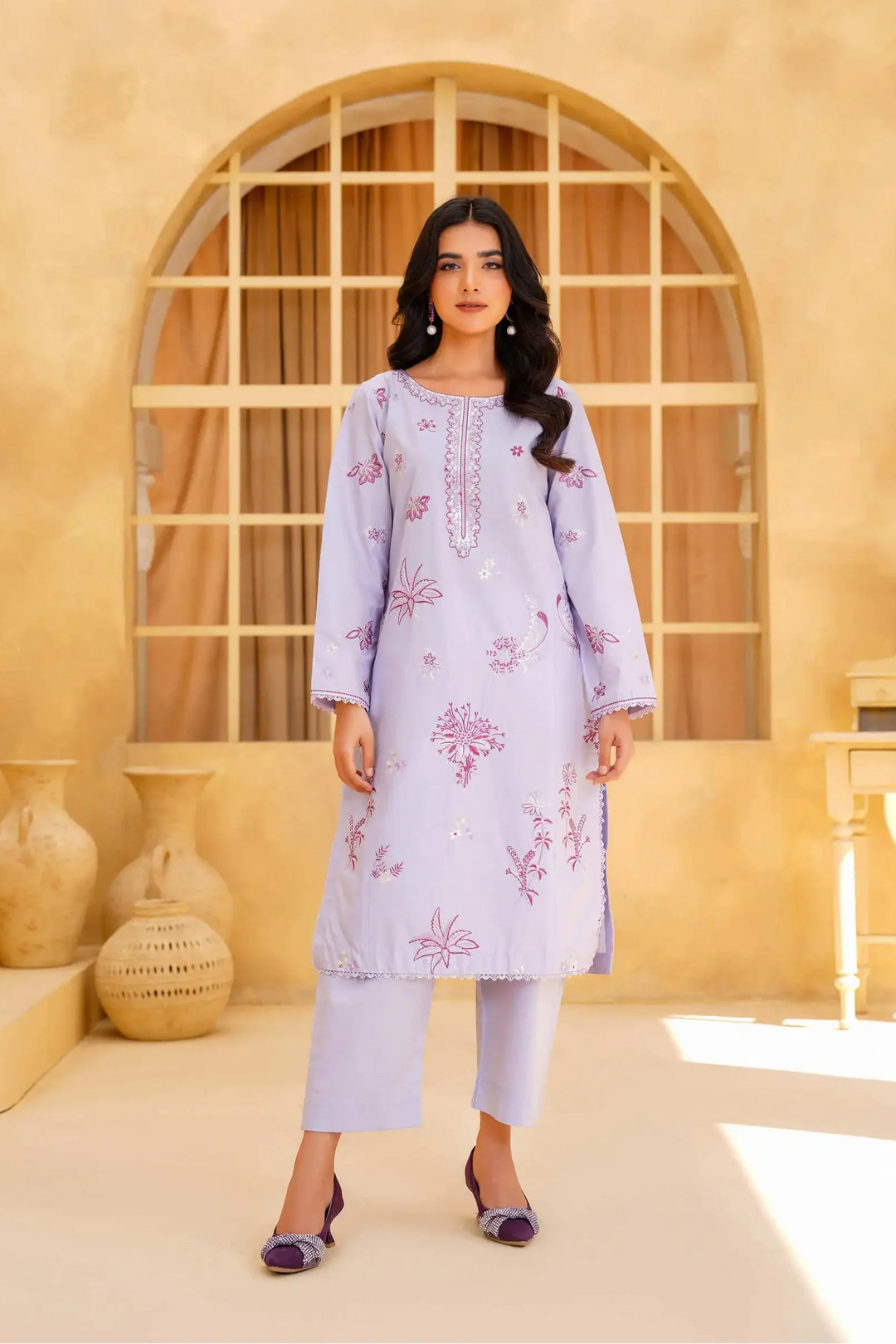 Yashfa Studio - Lilac Elan Brazilian Lawn Suit For Women - Light Lavender - 2 Piece