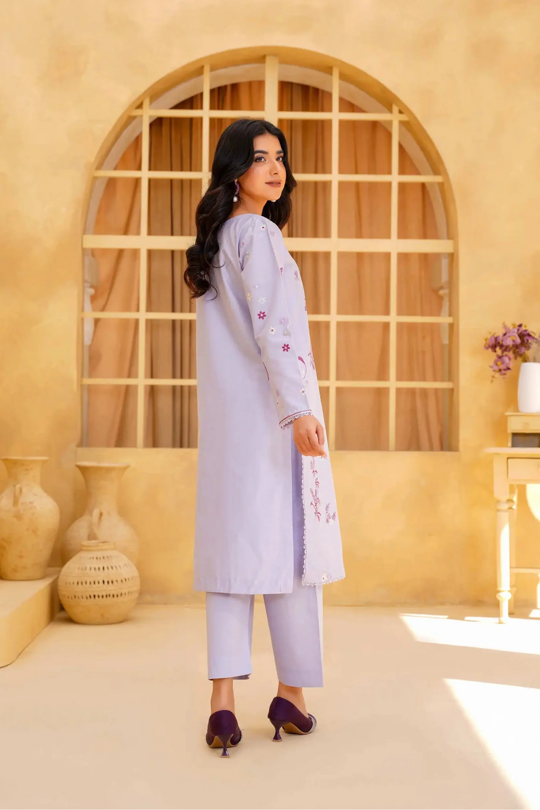 Yashfa Studio - Lilac Elan Brazilian Lawn Suit For Women - Light Lavender - 2 Piece