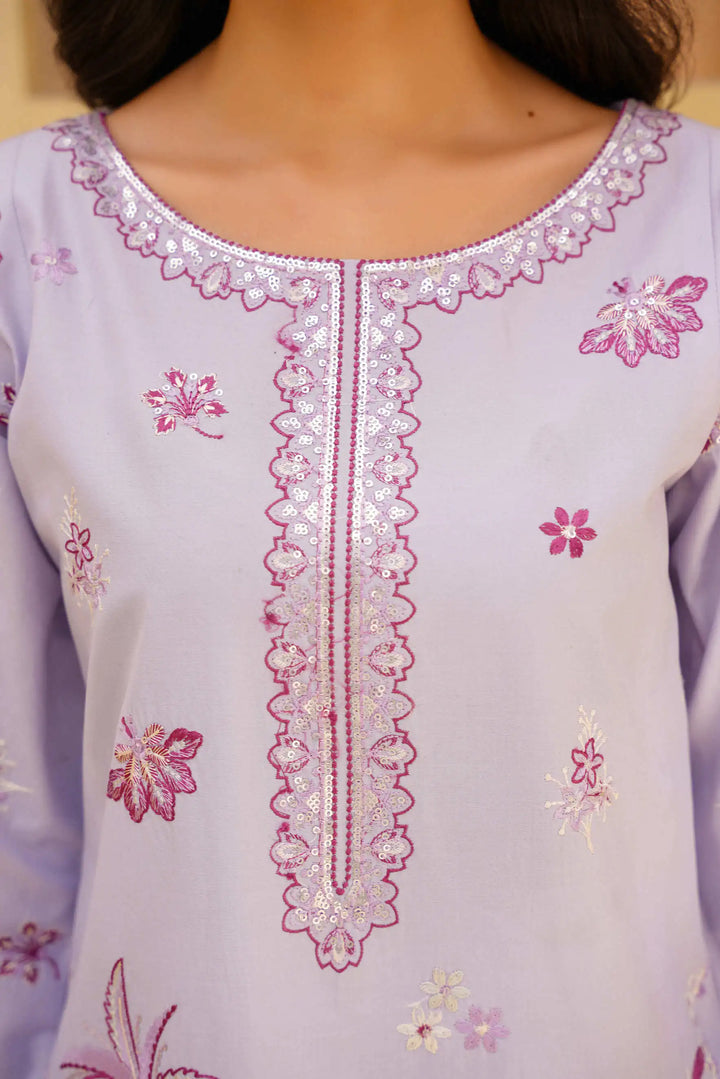 Yashfa Studio - Lilac Elan Brazilian Lawn Suit For Women - Light Lavender - 2 Piece