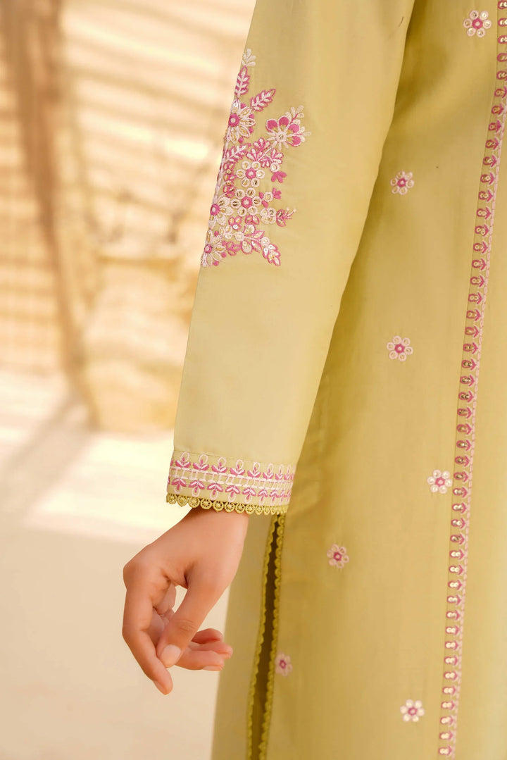 Yashfa Studio - Lime Elan Brazilian Lawn Suit For Women - Lime Pista - 2 Piece