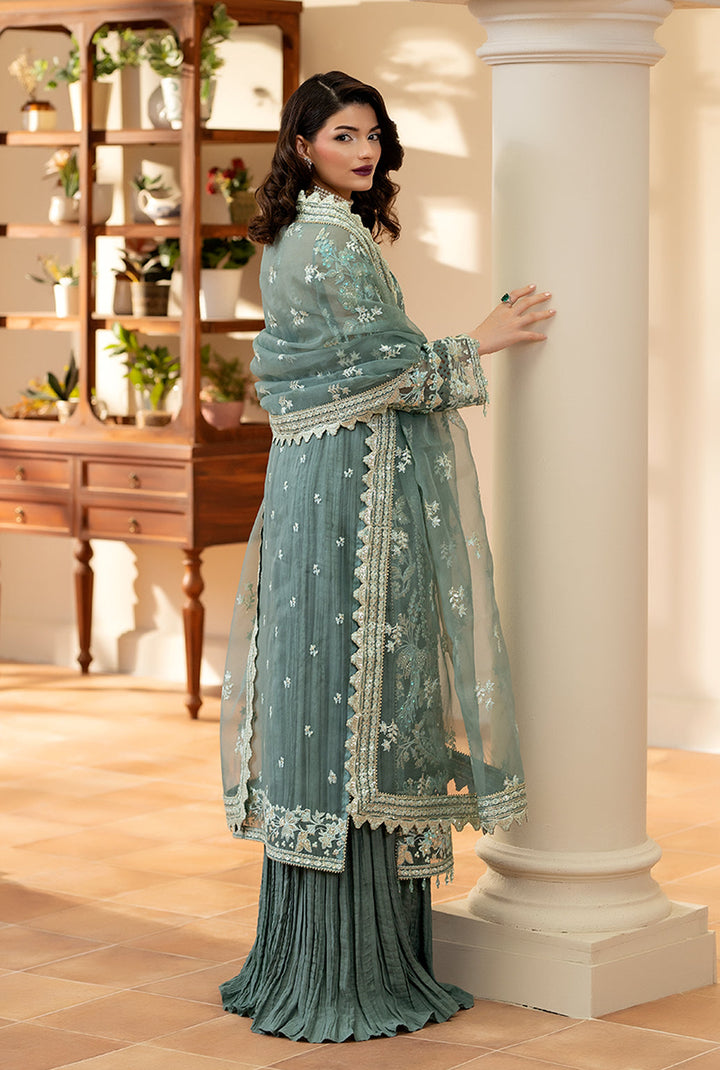 Yashfa Studio - Mahe Noor Organza Suit For Women - Lime Pista - 3 Piece