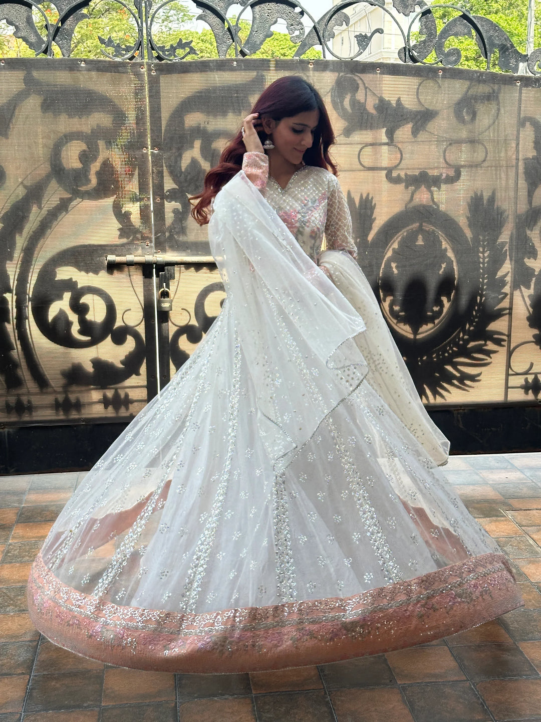 Yashfa Studio - Mushq Soft Net Sharara For Women - White - 3 Piece