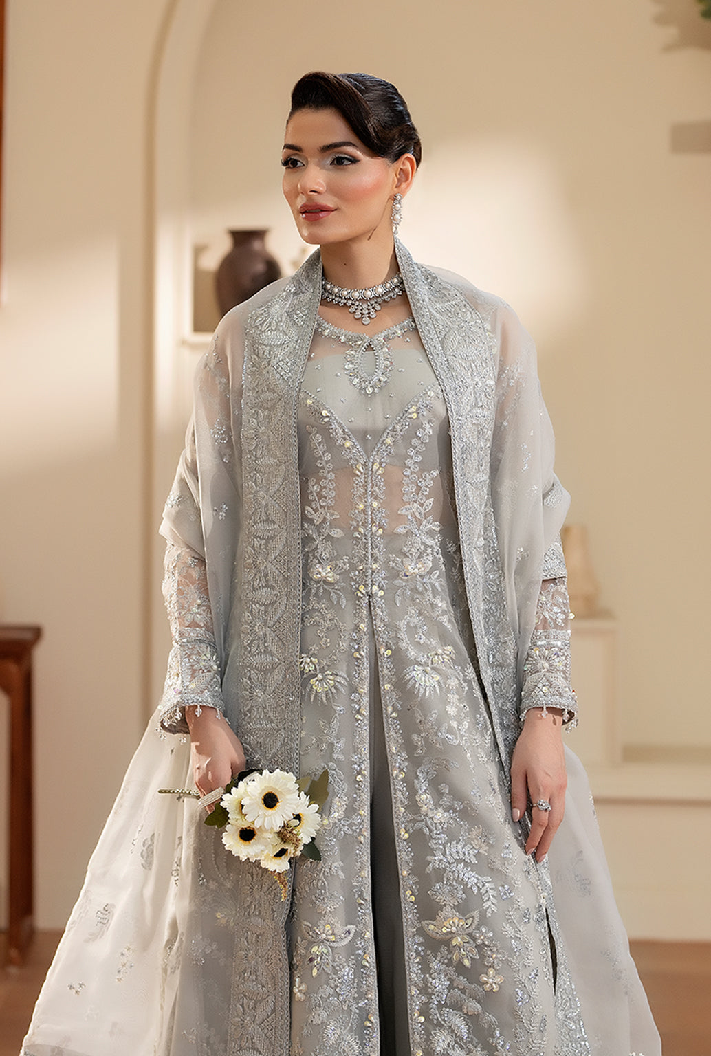 Yashfa Studio - Nazdana Organza Suit For Women - Gray - 3 Piece