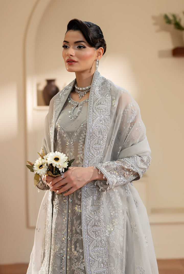 Yashfa Studio - Nazdana Organza Suit For Women - Gray - 3 Piece