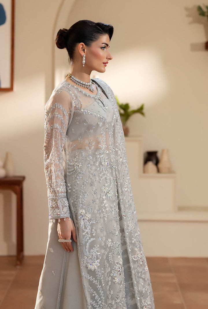 Yashfa Studio - Nazdana Organza Suit For Women - Gray - 3 Piece