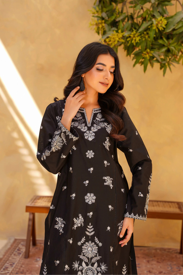 Yashfa Studio - Noir Brazilian Lawn Suit For Women - Black - 2 Piece