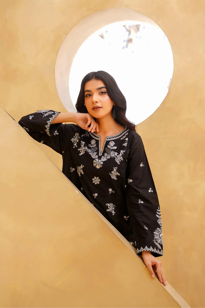 Yashfa Studio - Noir Brazilian Lawn Suit For Women - Black - 2 Piece