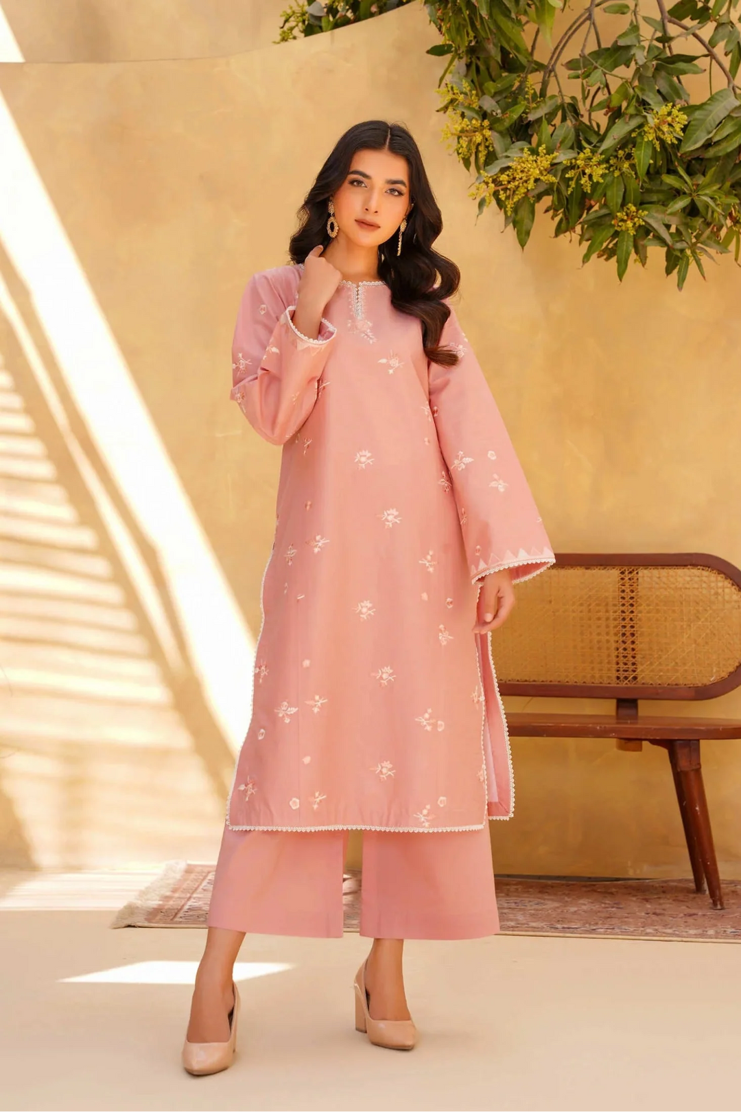 Yashfa Studio - Rouge Brazilian Lawn Suit For Women - Blush Pink - 2 Piece
