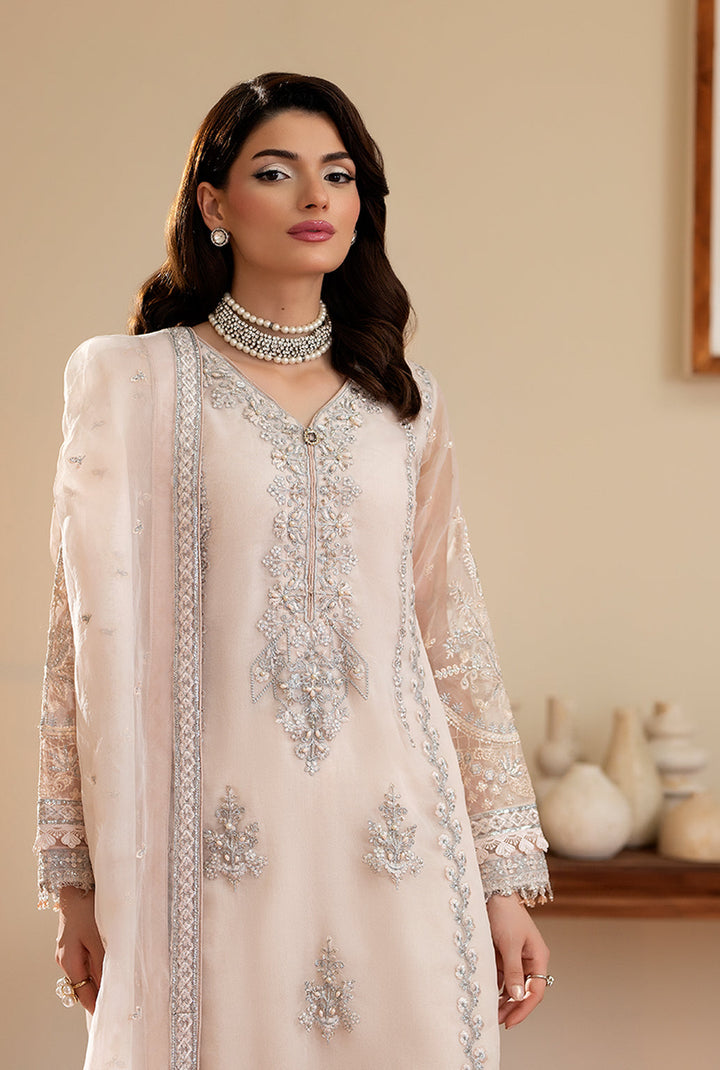 Yashfa Studio - Shanza Organza Suit For Women - Pastel Cream - 3 Piece