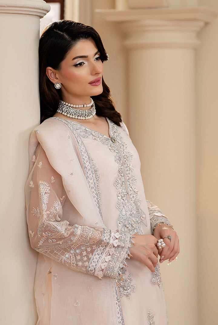 Yashfa Studio - Shanza Organza Suit For Women - Pastel Cream - 3 Piece