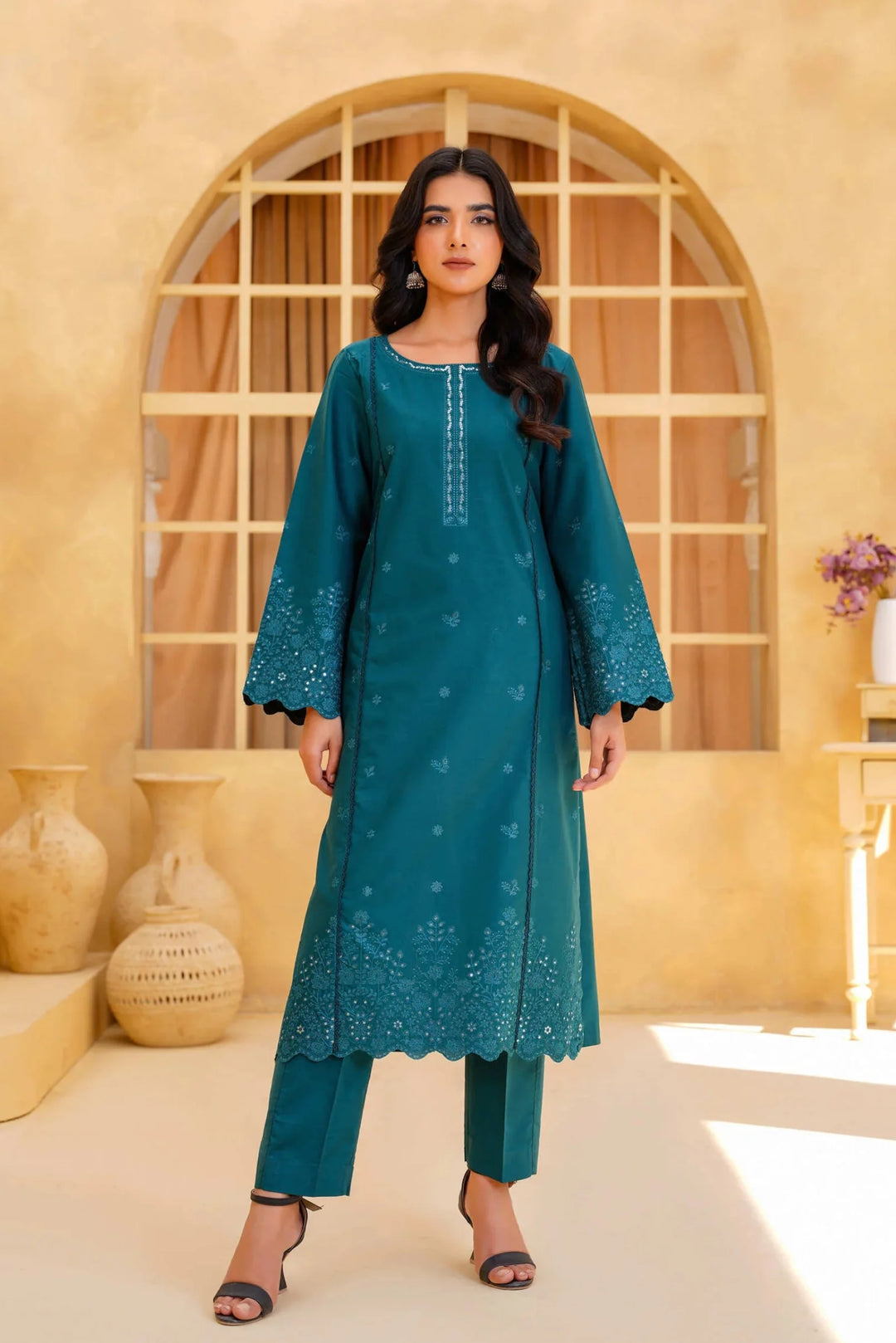 Yashfa Studio - Zariya Brazilian Lawn Suit For Women - Teal - 2 Piece