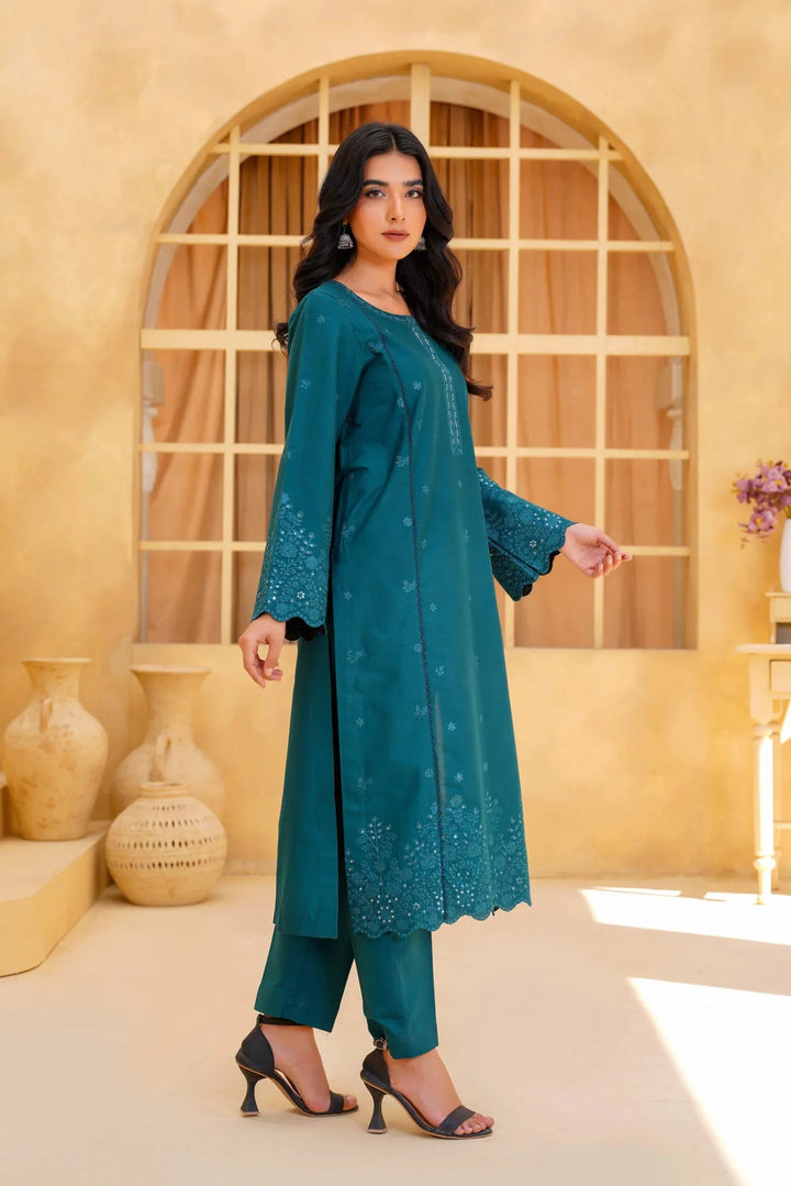 Yashfa Studio - Zariya Brazilian Lawn Suit For Women - Teal - 2 Piece