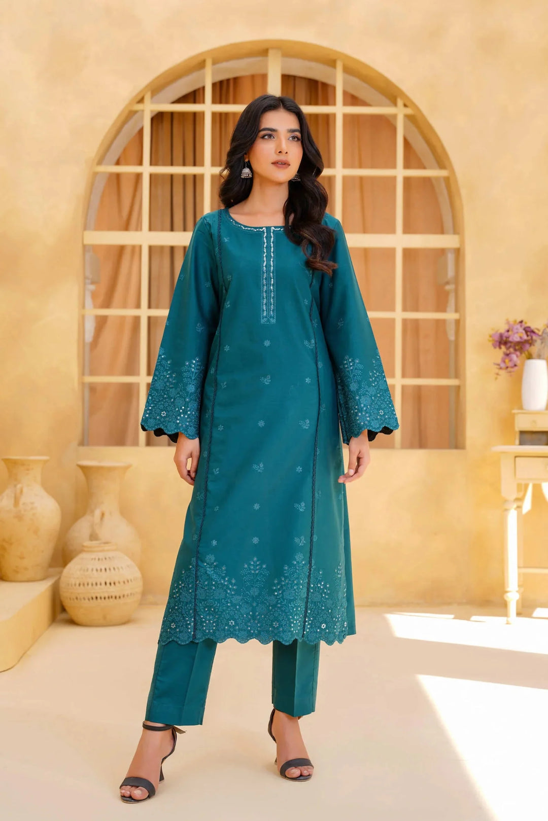 Yashfa Studio - Zariya Brazilian Lawn Suit For Women - Teal - 2 Piece