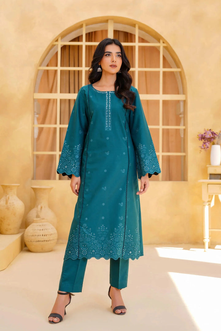 Yashfa Studio - Zariya Brazilian Lawn Suit For Women - Teal - 2 Piece