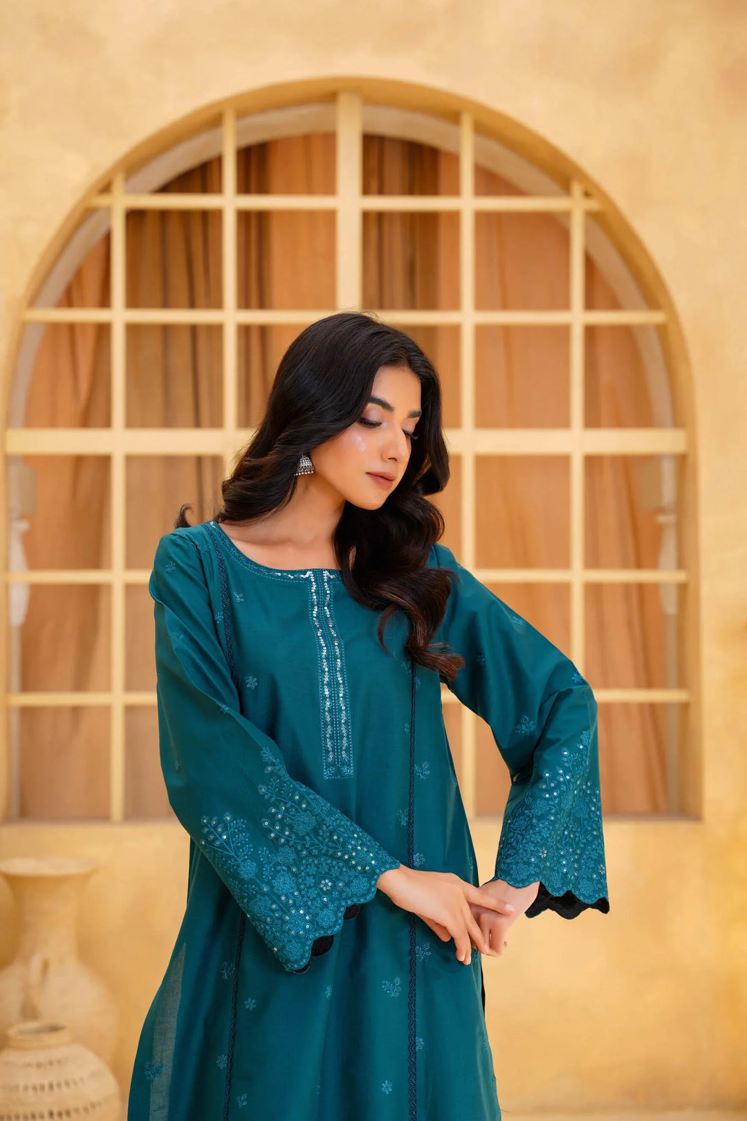 Yashfa Studio - Zariya Brazilian Lawn Suit For Women - Teal - 2 Piece