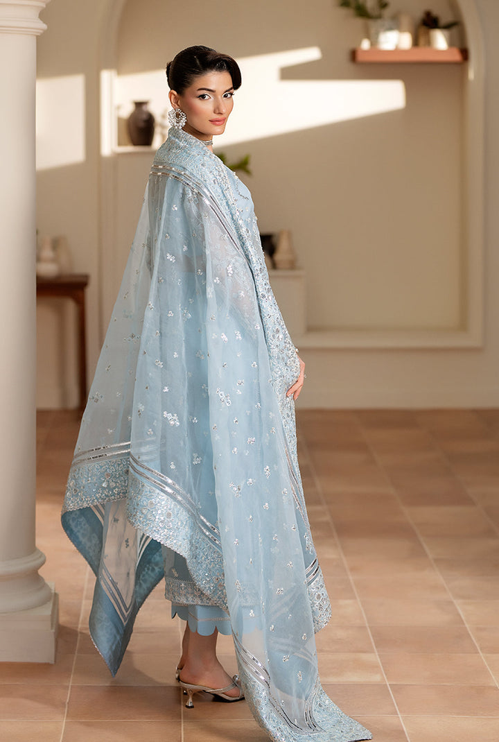Yashfa Studio - Zinnia Organza Suit For Women - Light Sky - 3 Piece