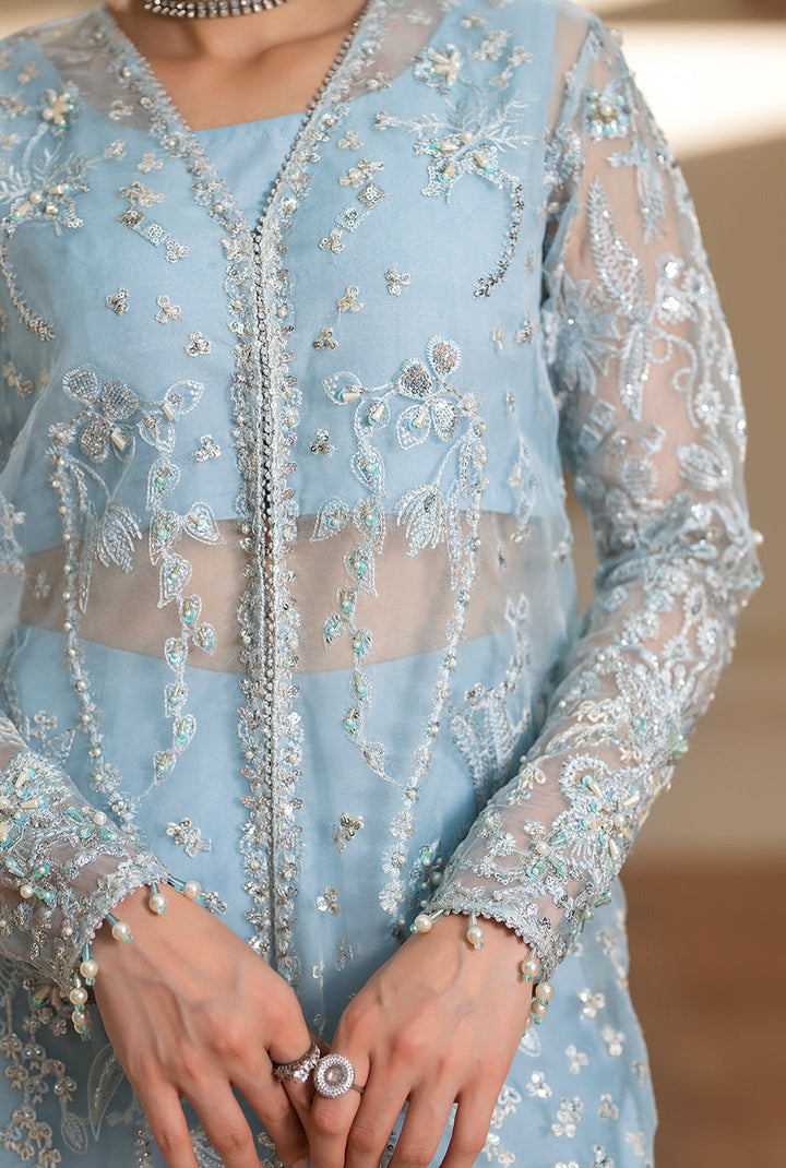 Yashfa Studio - Zinnia Organza Suit For Women - Light Sky - 3 Piece