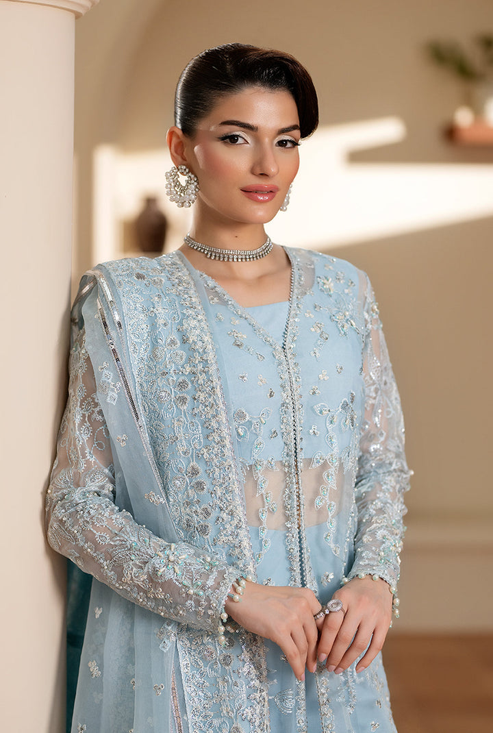 Yashfa Studio - Zinnia Organza Suit For Women - Light Sky - 3 Piece